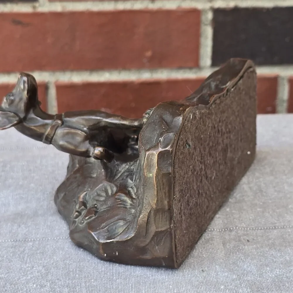 Antique Early Jennings Brothers Hunting Sporting Dog Bronze Bookend JB 1601 VTG